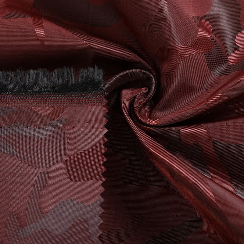 Wine Red Camouflage Jacquard Lining Fabric