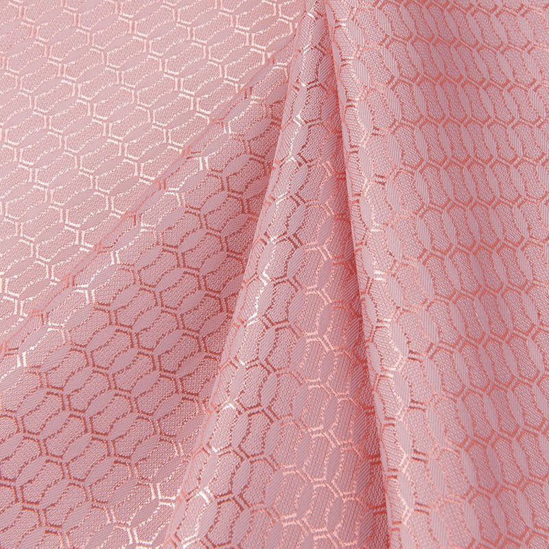 Pink Honeycomb Pattern Jacquard Fabric