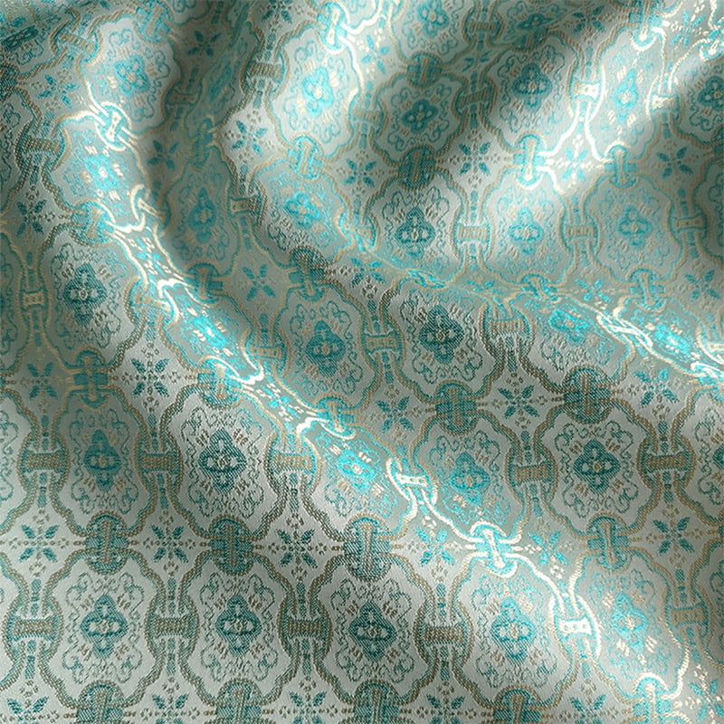 Chinese Style Gold Thread Brocade Jacquard Satin Fabric