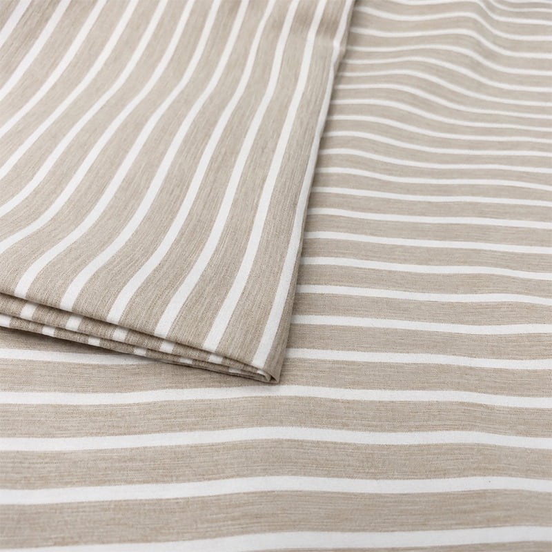 Wide & Narrow Stripe Cationic Linen Look Fabric